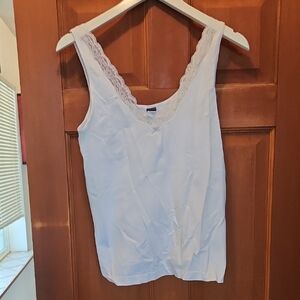 White Lace Trim Stretchy Tank Top